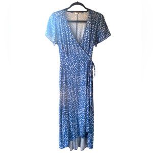 👉Pretty Blue Flower GAP Wrap Dress